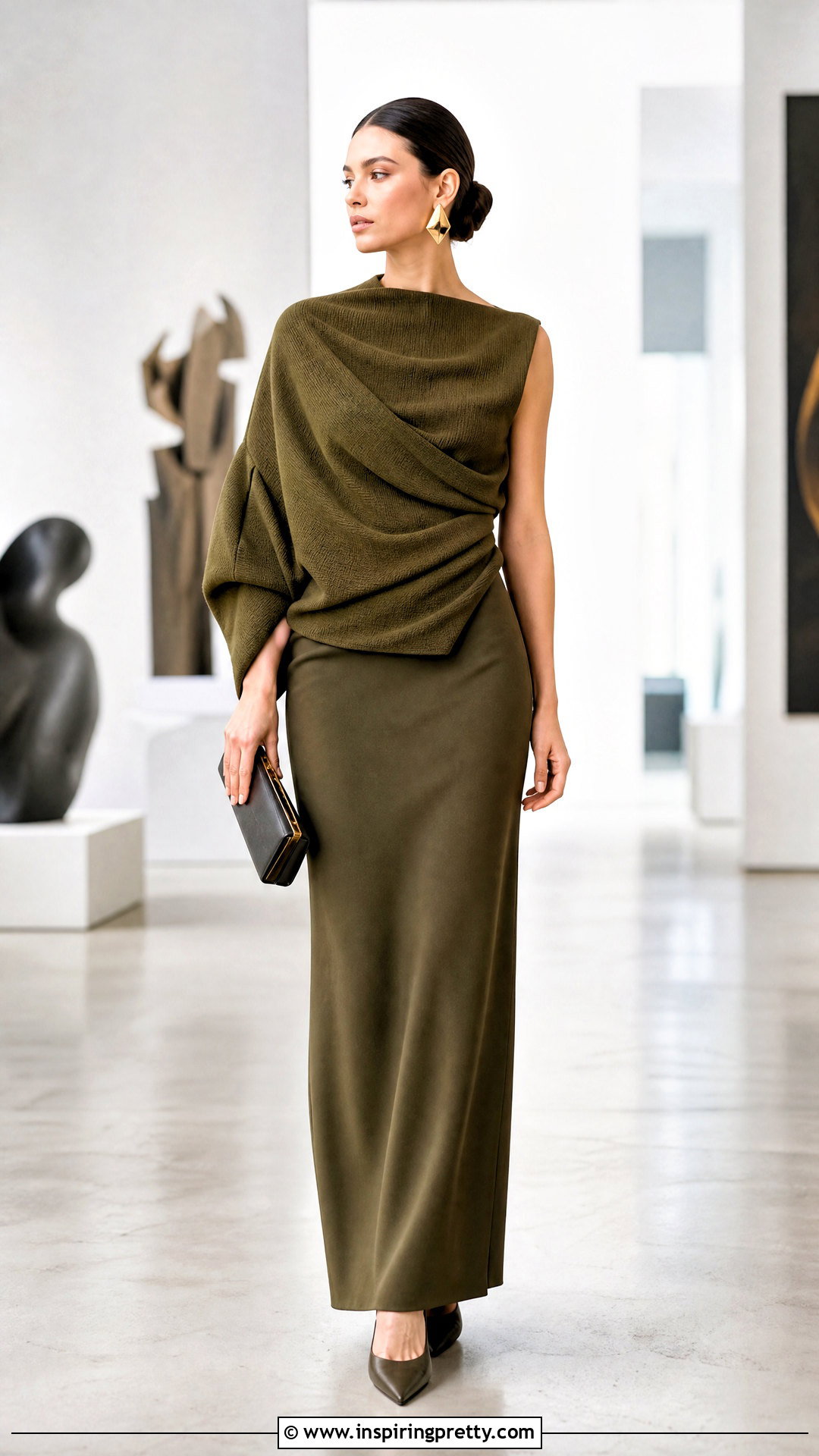 Designer Draped Knitted Top With Column Skirt - 20 designer knitted tops for women