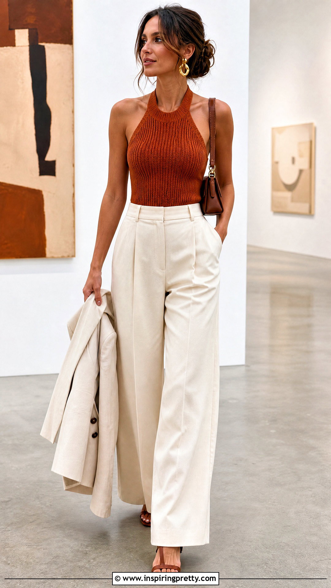 Designer Halter Knitted Top With High Waisted Pants - 20 designer knitted tops for women