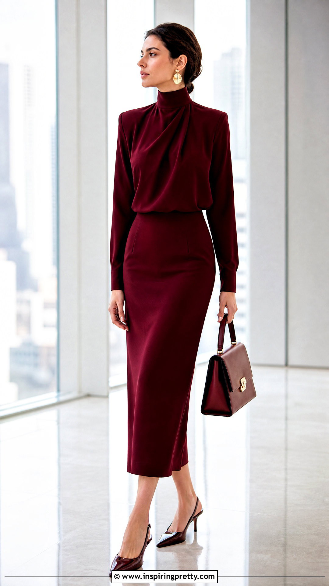 Designer High Neck Top With Column Skirt - 50 designer tops outfit ideas