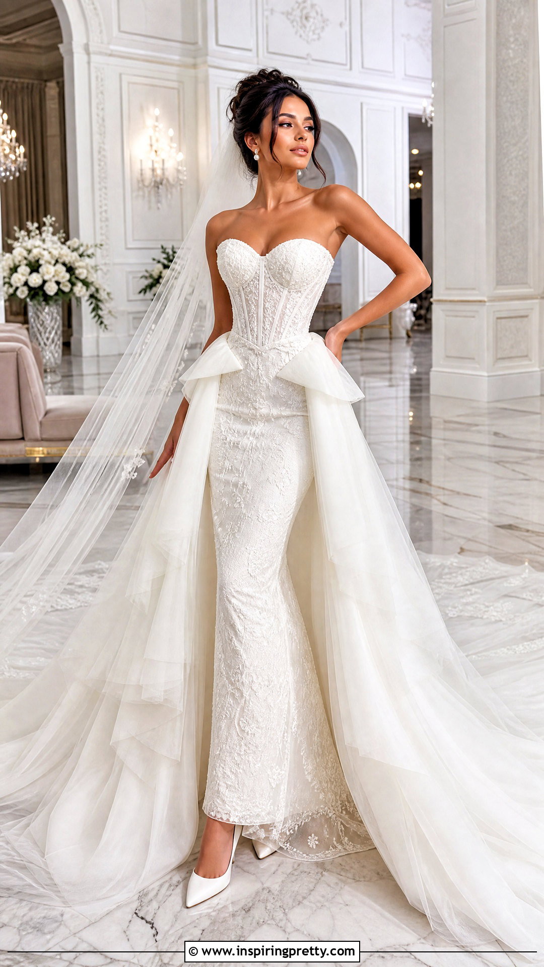 Detachable Overskirt Mermaid Wedding Dress With Corset Top - 25 Mermaid Wedding Dress With Corset Top outfit ideas