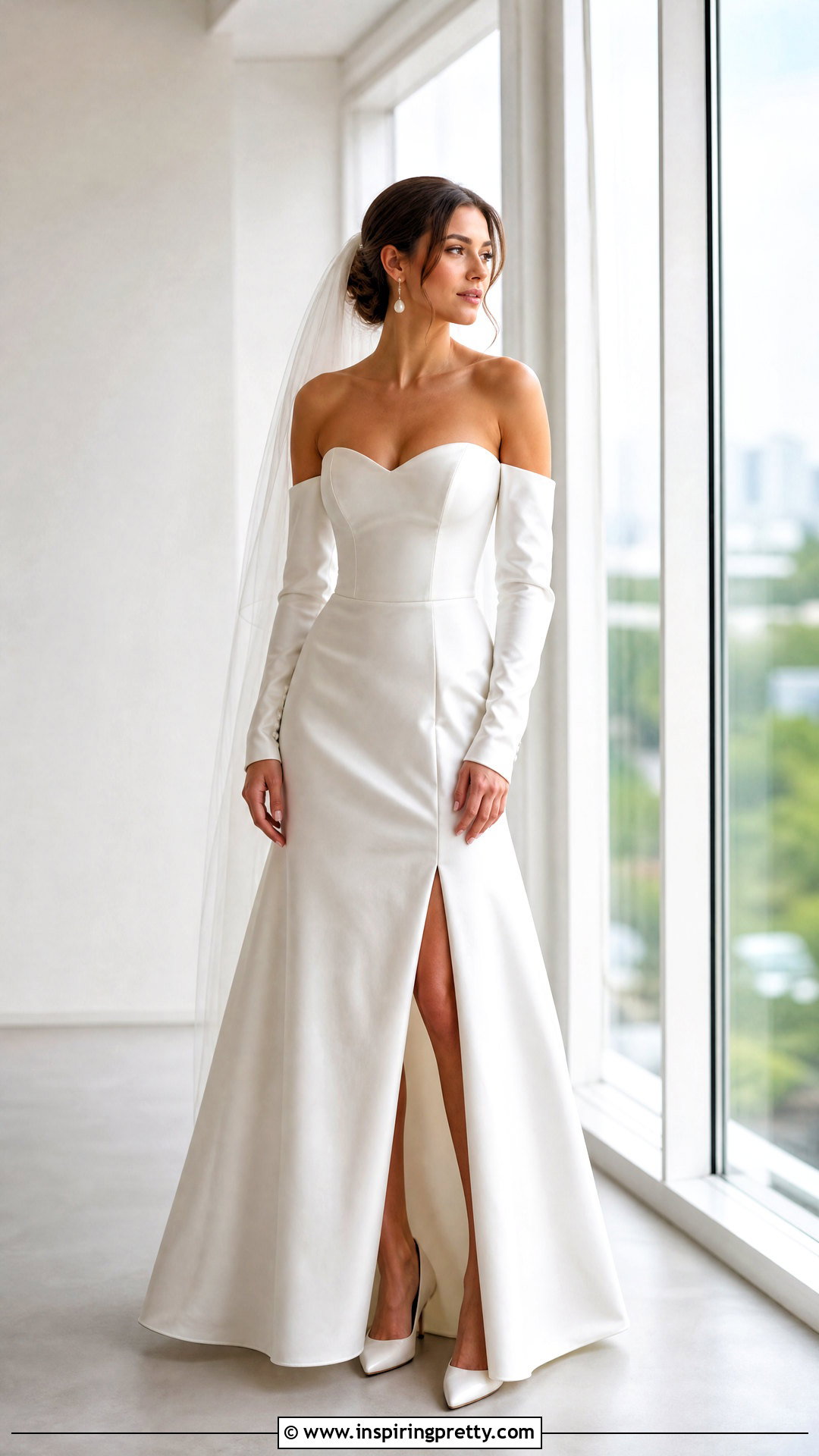 Detachable Sleeve Bustier Wedding Dress - 25 wedding dress with bustier top outfit ideas