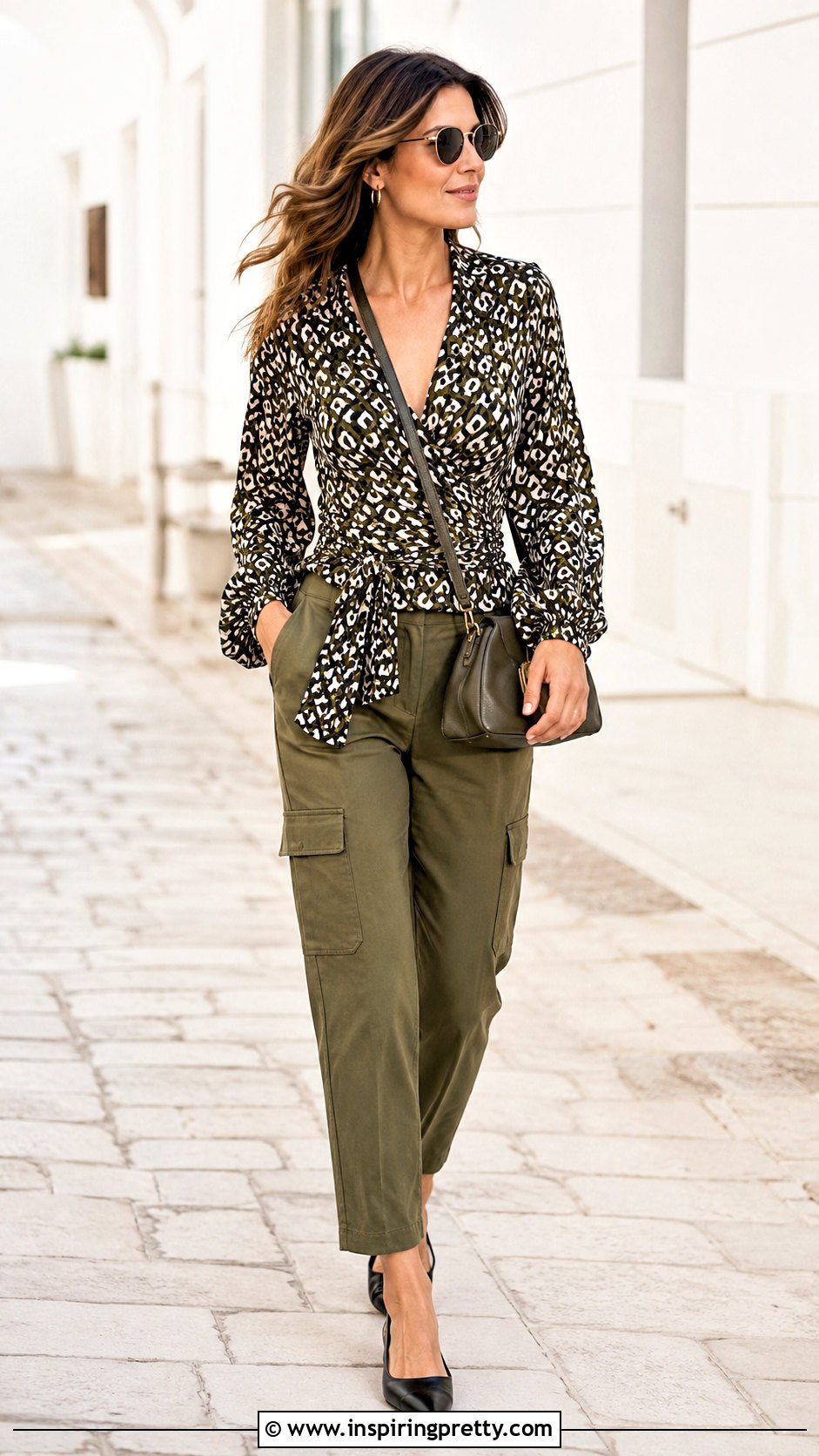 Diane von Furstenberg Wrap Top With Cargo Pants - 20 diane von furstenberg wrap top outfit ideas