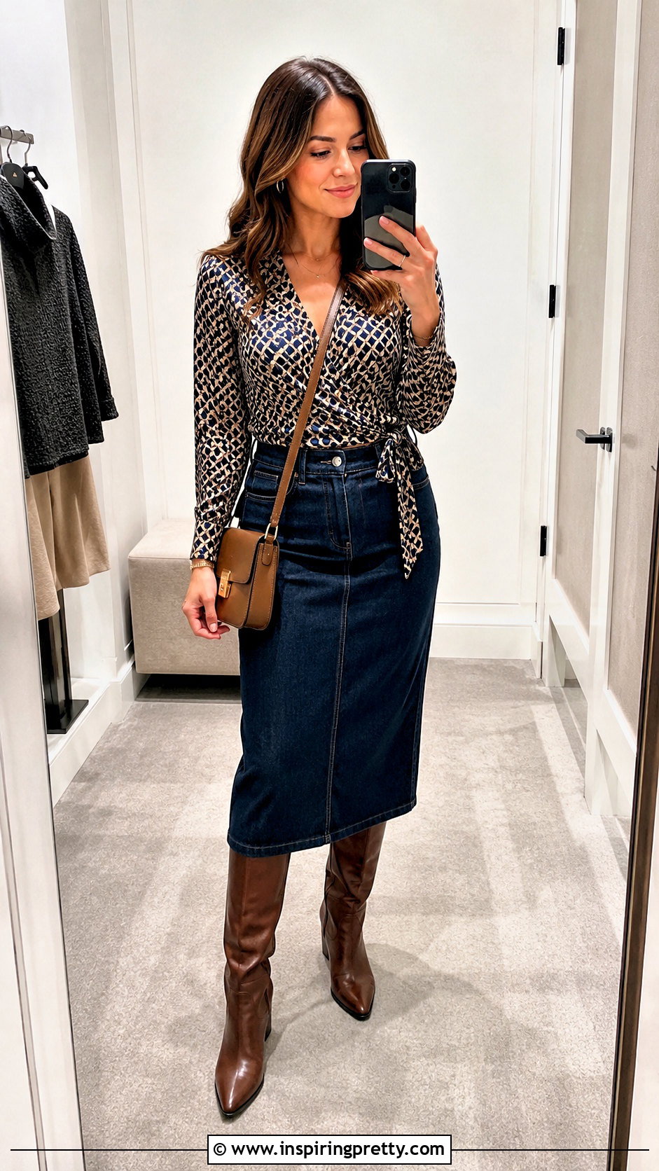 Diane von Furstenberg Wrap Top With Denim Skirt - 20 diane von furstenberg wrap top outfit ideas