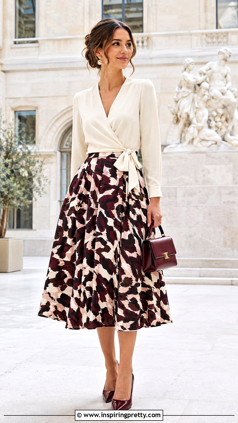 Diane von Furstenberg Wrap Top With Full Midi Skirt - 20 diane von furstenberg wrap top outfit ideas