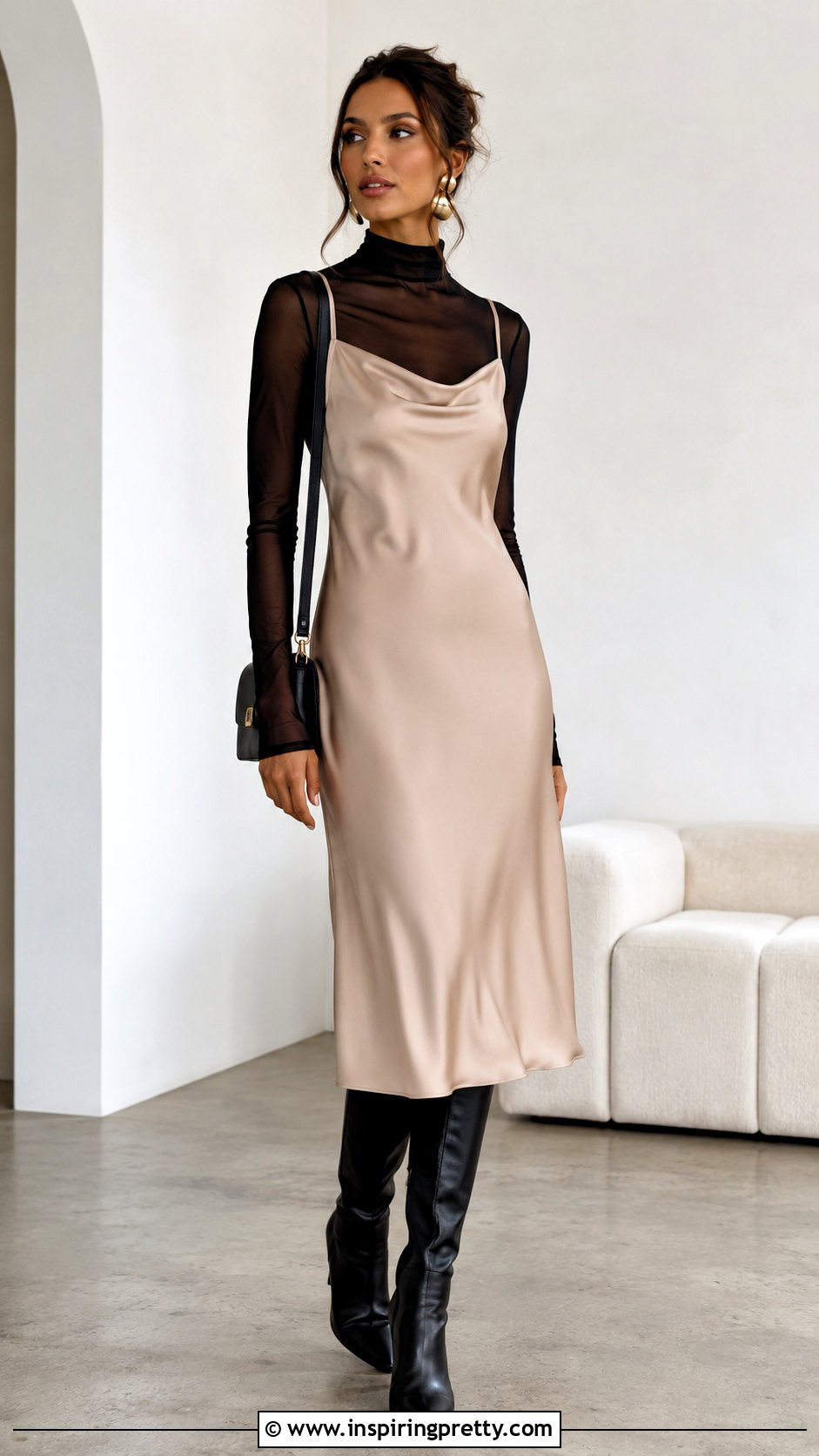 Diaphanous Turtleneck With Slip Dress - 20 Diaphanous Tops