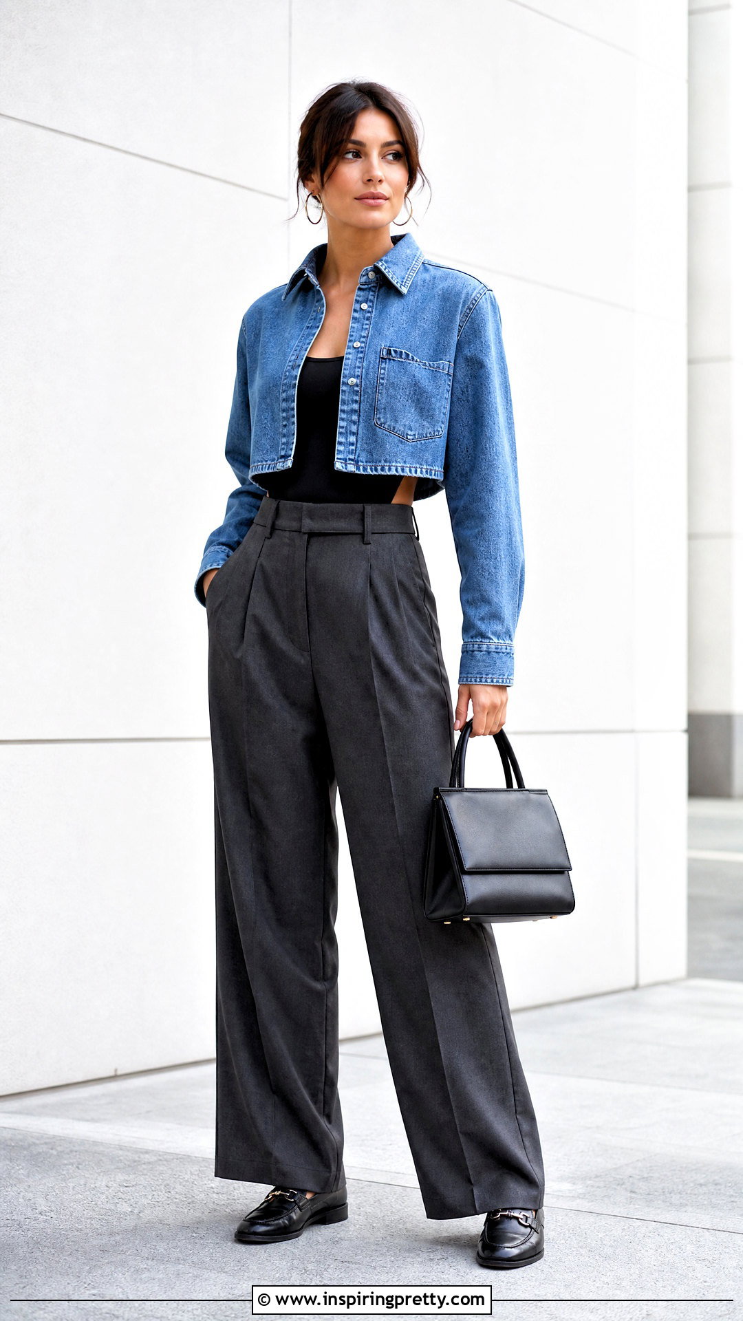 Diesel Cropped Shirt With Pleated Pants - 50 diesel top outfit ideas