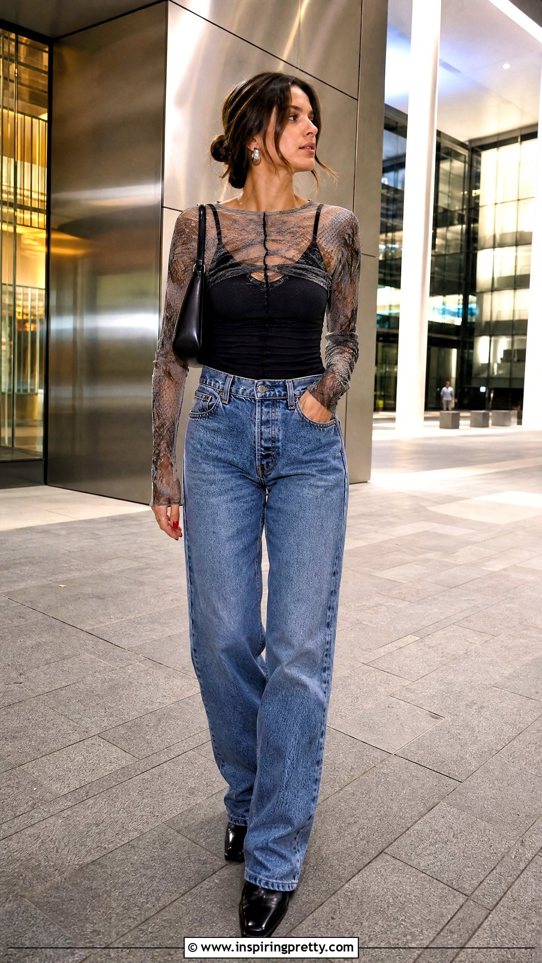 Diesel Mesh Top With Bralette And Jeans - 50 diesel top outfit ideas