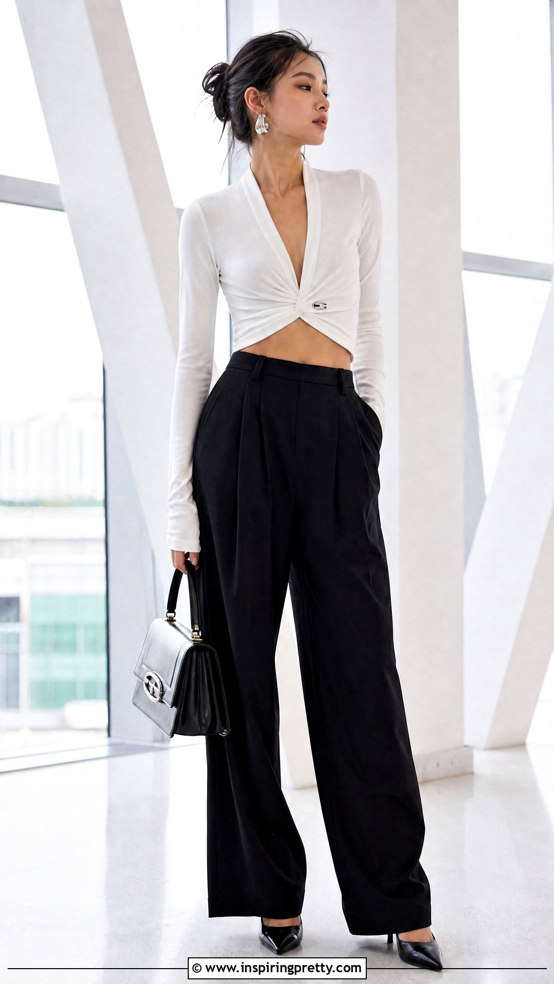 Diesel Wrap Top With Tailored Trousers - 50 diesel top outfit ideas
