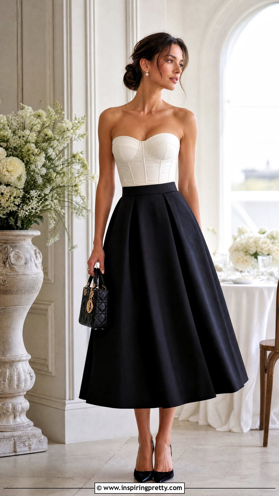 Dior Bustier Top With a Full Midi Skirt - 20 dior bustier top outfit ideas
