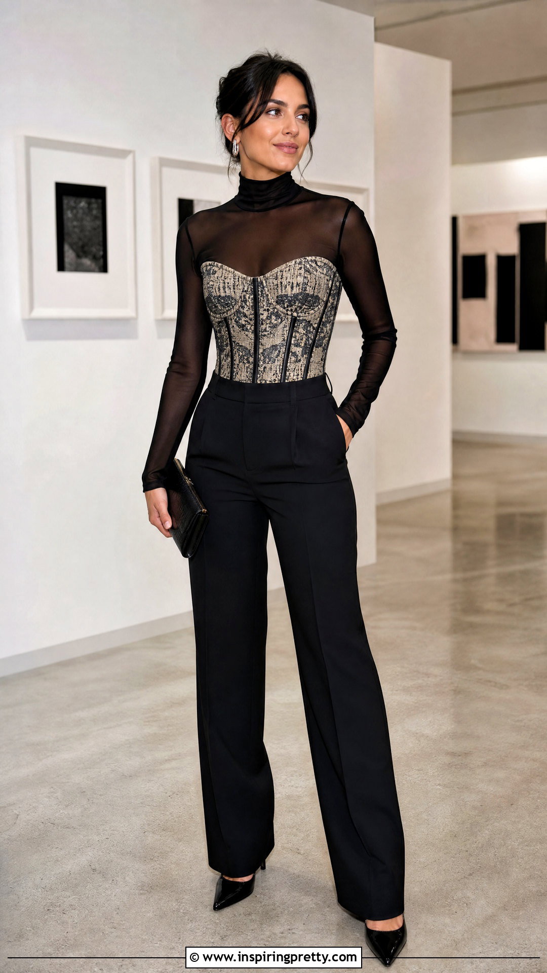 Dior Bustier Top With a Sheer Long Sleeve Layer - 20 dior bustier top outfit ideas