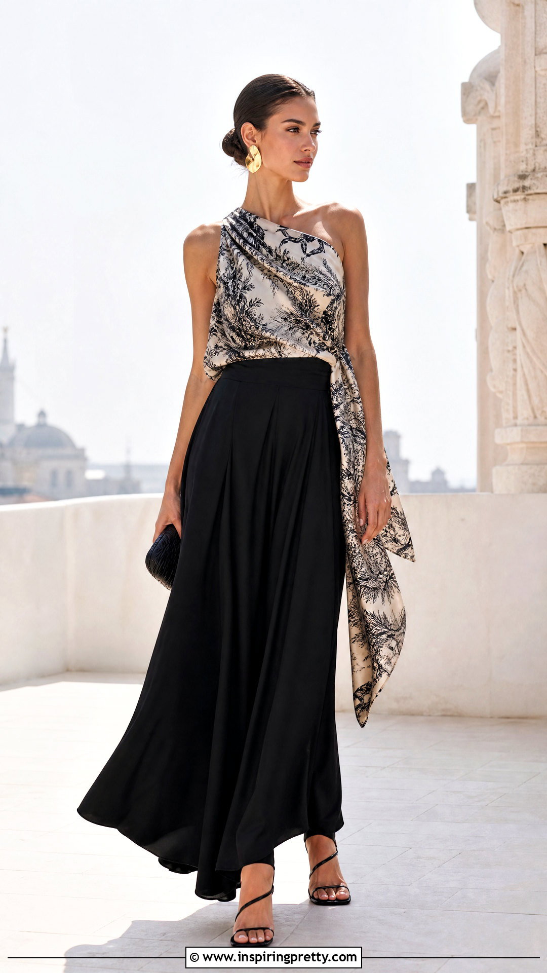 Dior Silk Scarf Top With Black Maxi Skirt - 25 Dior Silk Scarf Top outfit ideas