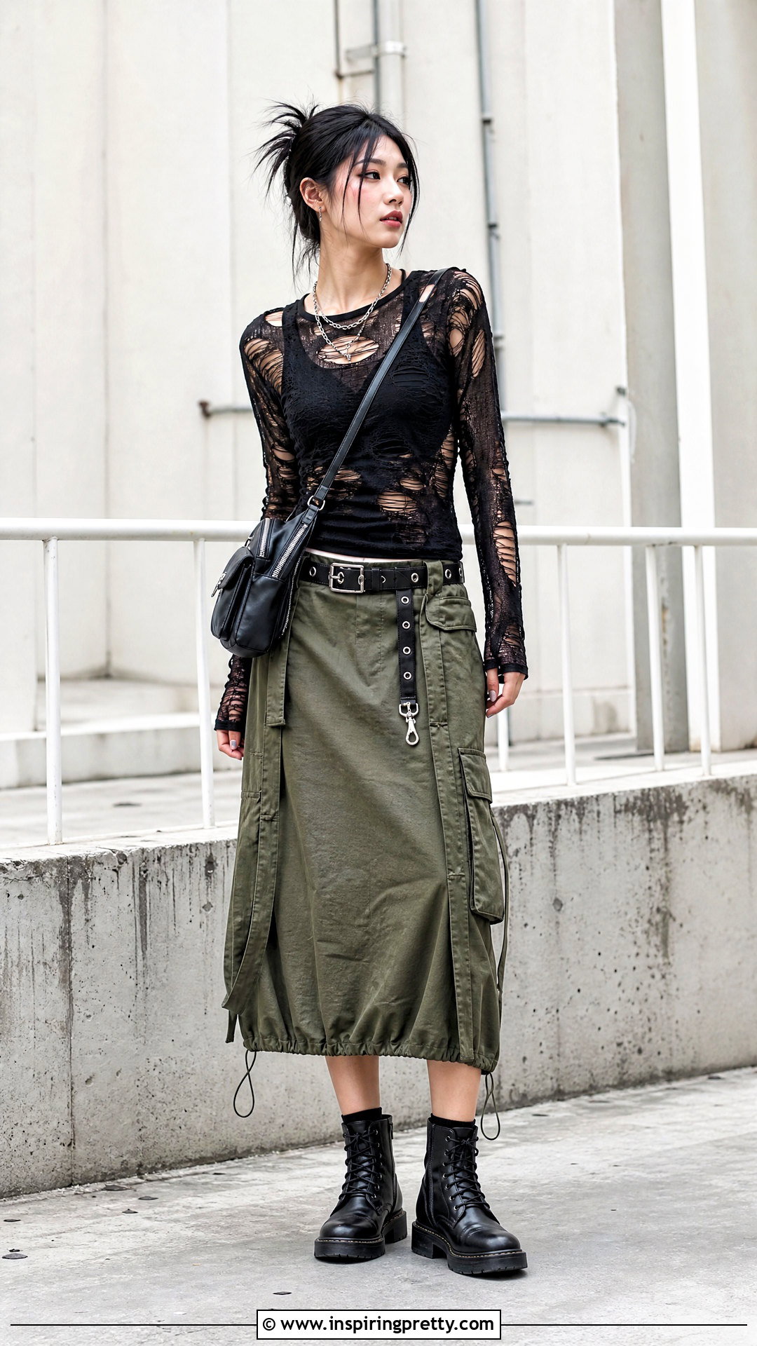 Distressed Panty Hose Top With Cargo Skirt - 25 panty hose top diy ideas