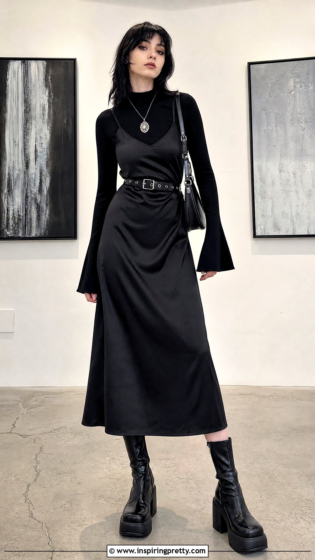 Disturbia Flared Sleeve Top With Slip Dress - 20 disturbia tops outfit ideas