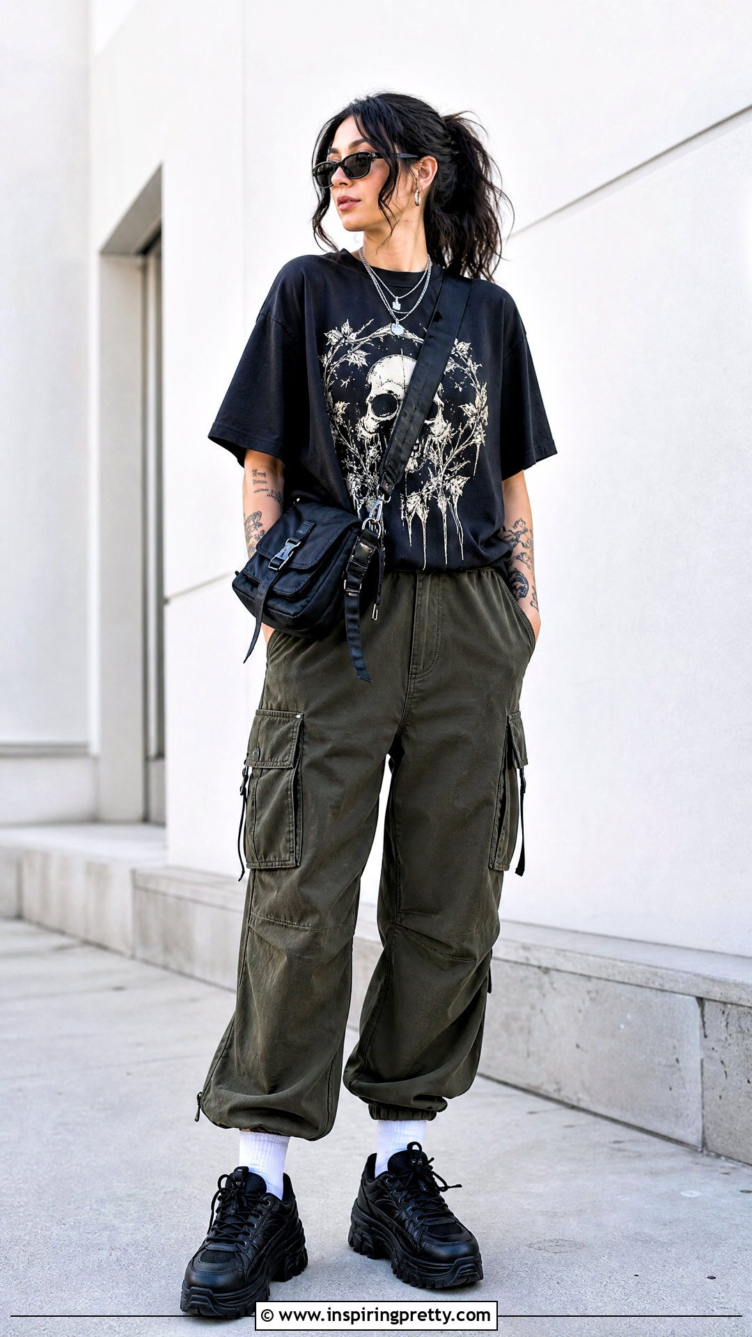 Disturbia Graphic Tee With Cargo Pants - 20 disturbia tops outfit ideas