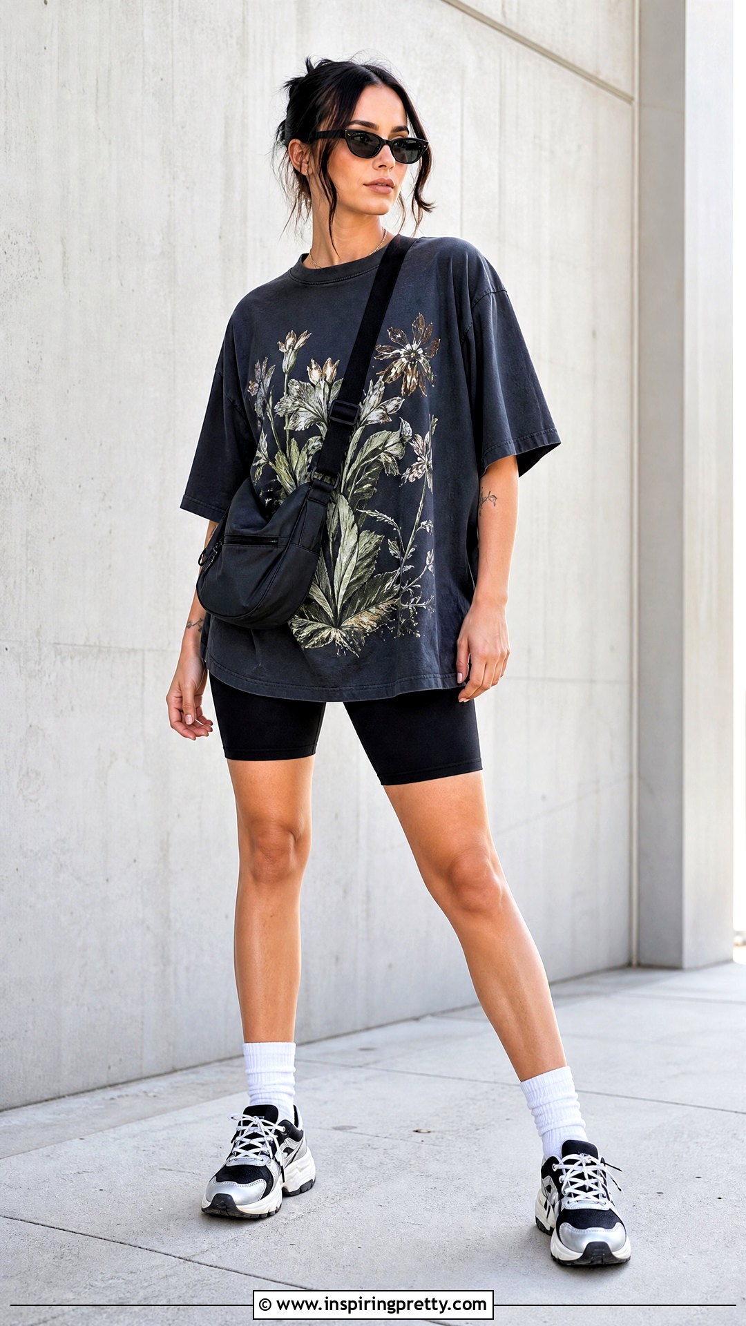 Disturbia Oversized Tee With Biker Shorts - 20 disturbia tops outfit ideas