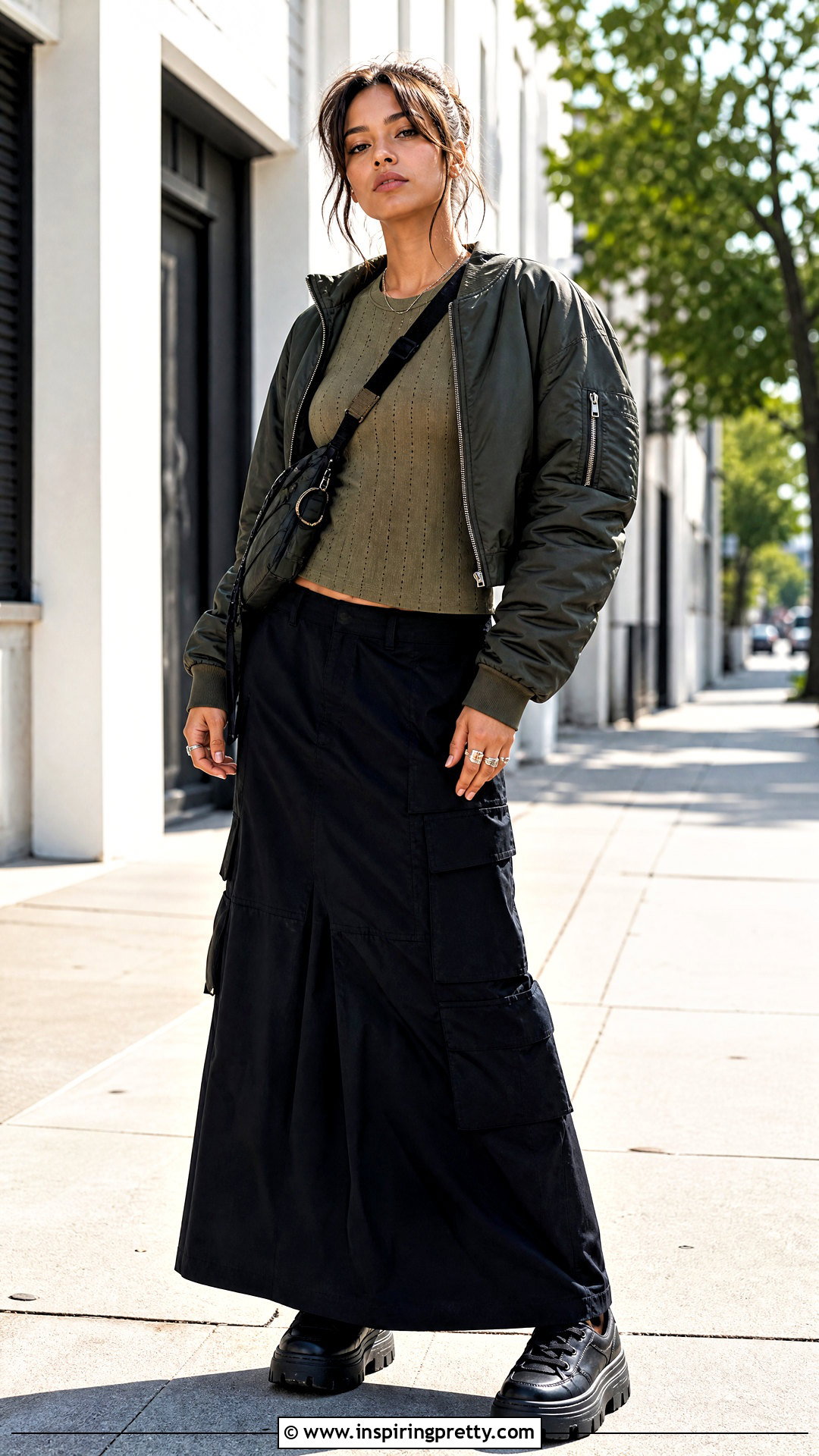Disturbia Pointelle Top With Cargo Maxi Skirt - 20 disturbia tops outfit ideas