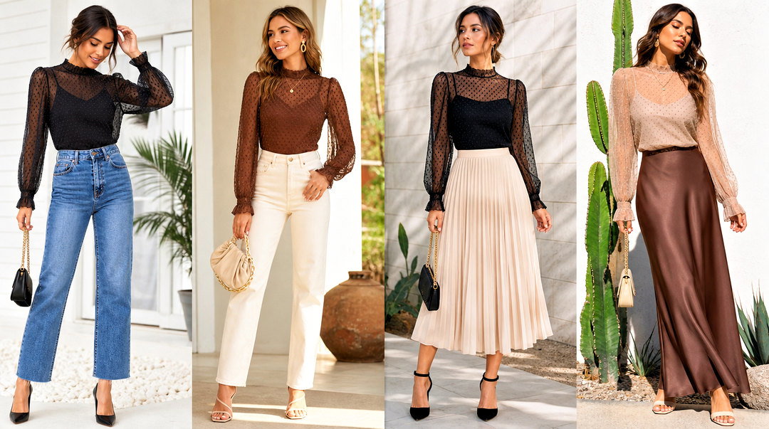 20 Dobby Mesh Top Outfit Ideas for Fresh Chic Layered Looks