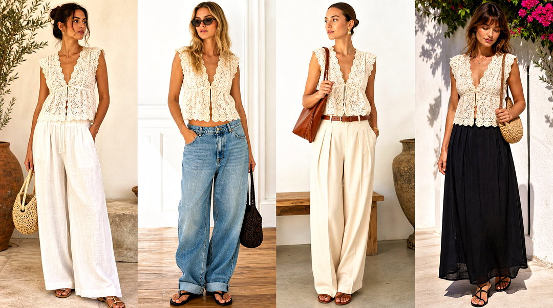 25 Doen Lace Top Outfit Ideas for Romantic Everyday Style