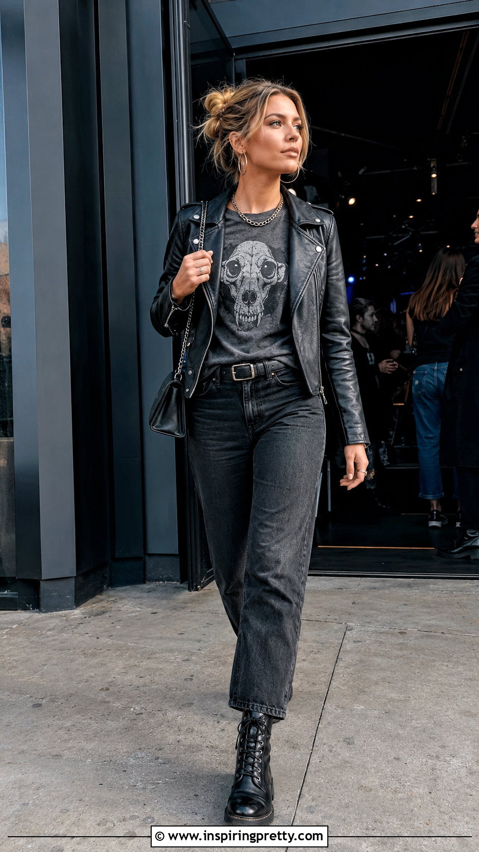 Dog Skull Top With Biker Jacket - 20 dog skull top outfit ideas