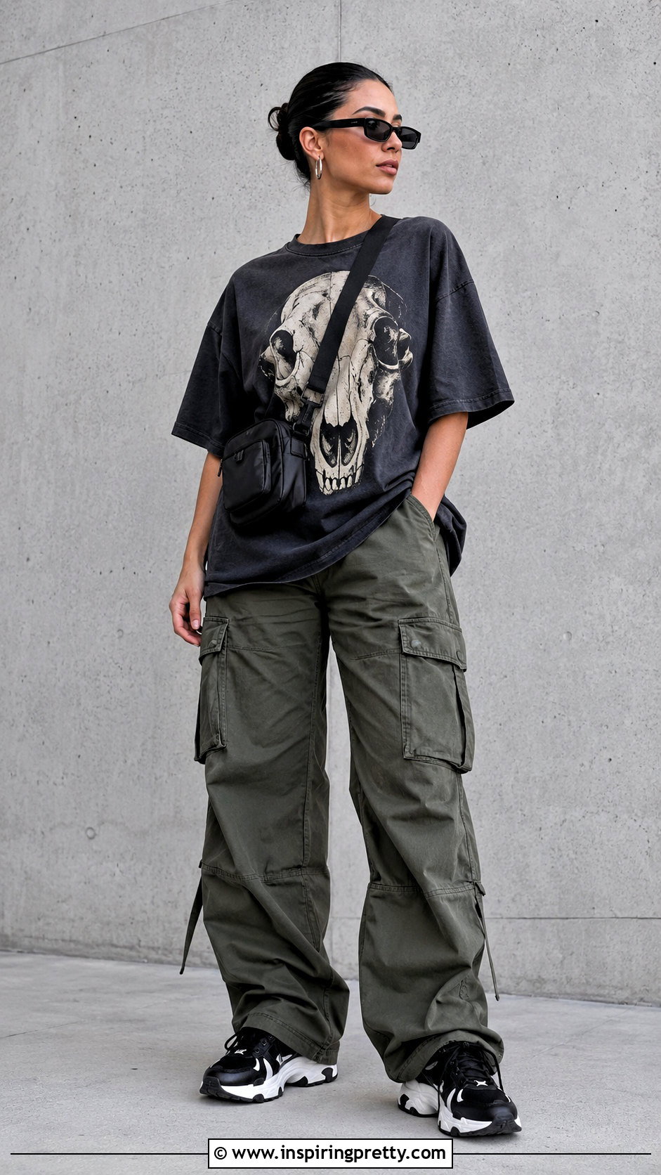 Dog Skull Top With Cargo Pants - 20 dog skull top outfit ideas