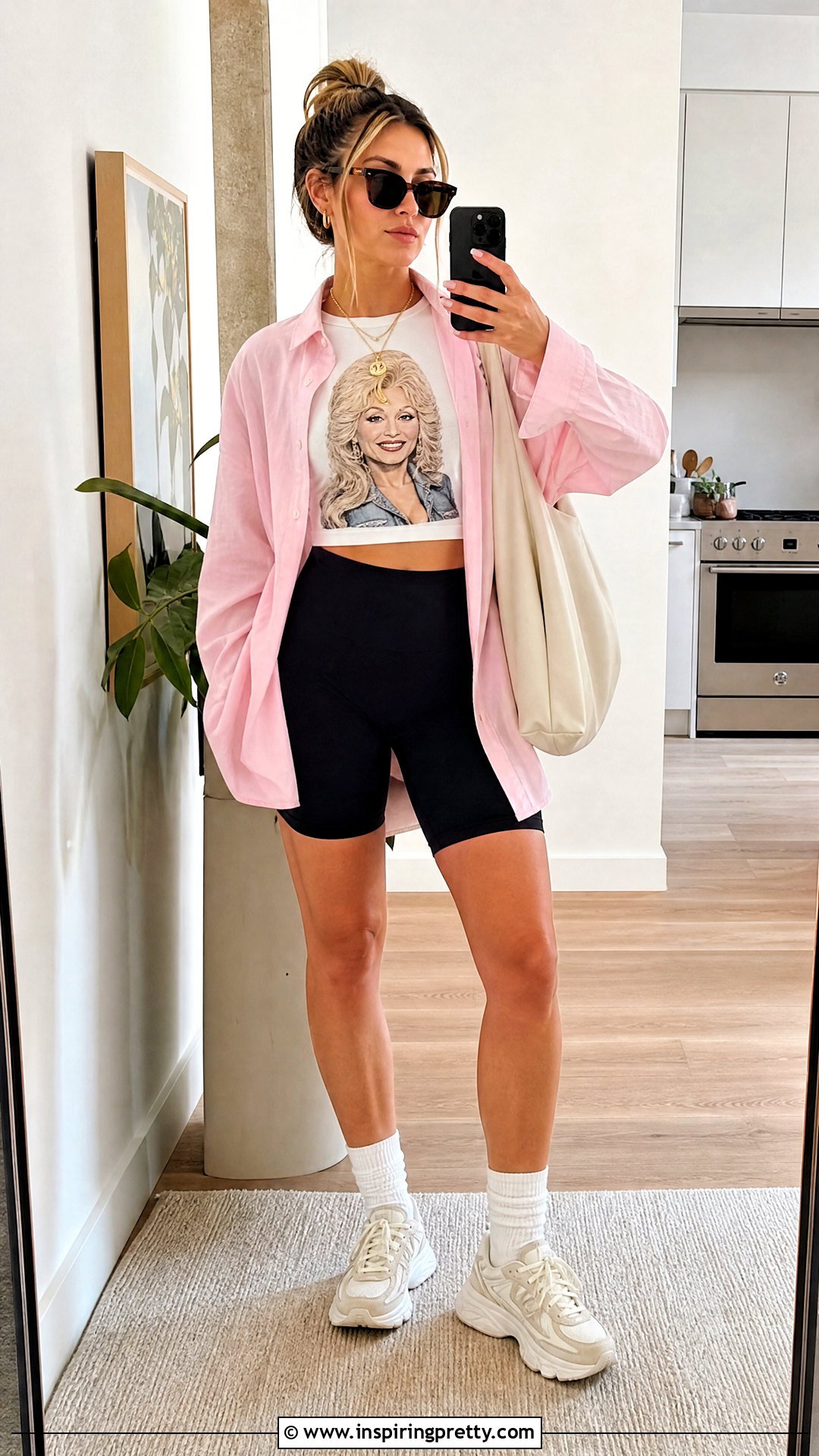 Dolly Parton Tank Top With Biker Shorts And Oversized Shirt - 20 dolly parton tank top outfit ideas