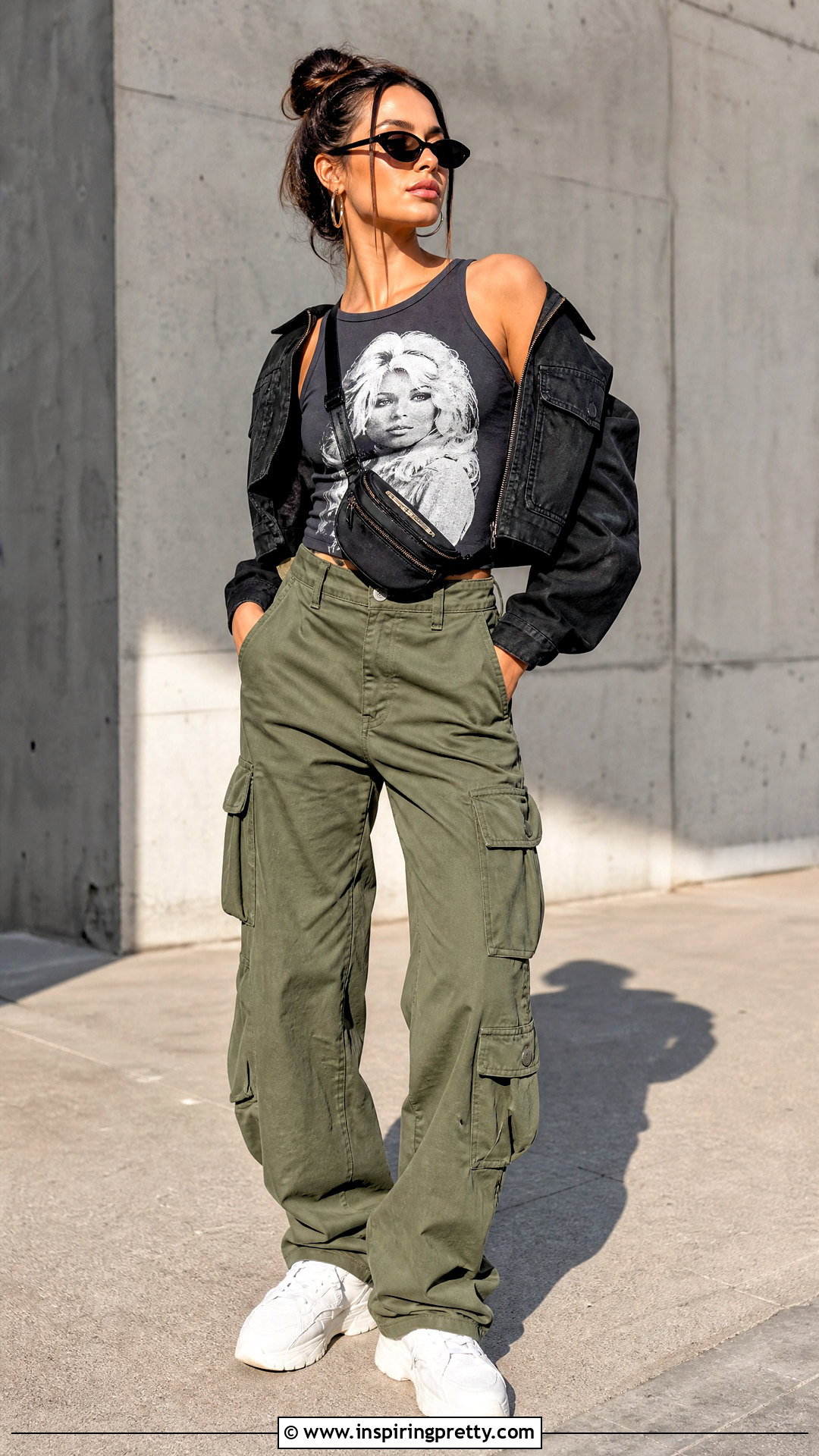 Dolly Parton Tank Top With Cargo Pants And Chunky Sneakers - 20 dolly parton tank top outfit ideas