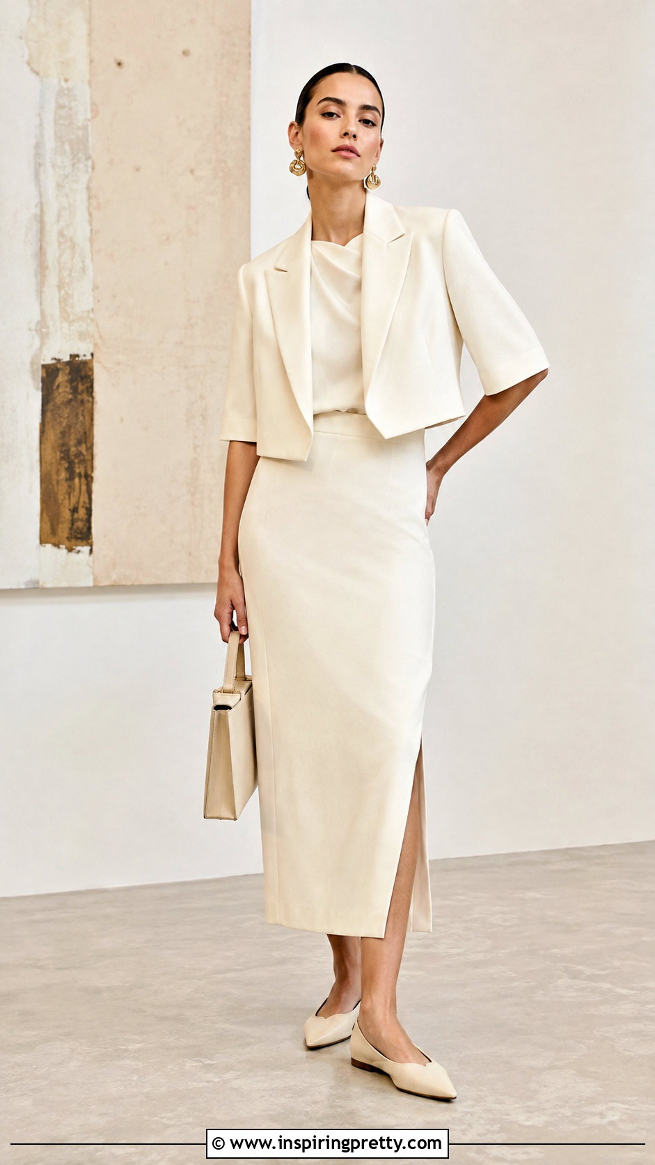 Double Lined Top With Column Skirt - 50 double lining top outfit ideas