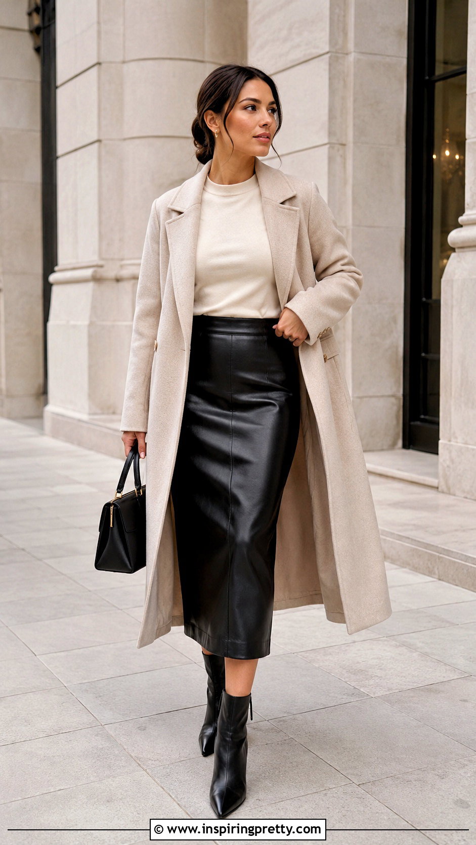 Double Lined Top With Faux Leather Skirt - 50 double lining top outfit ideas