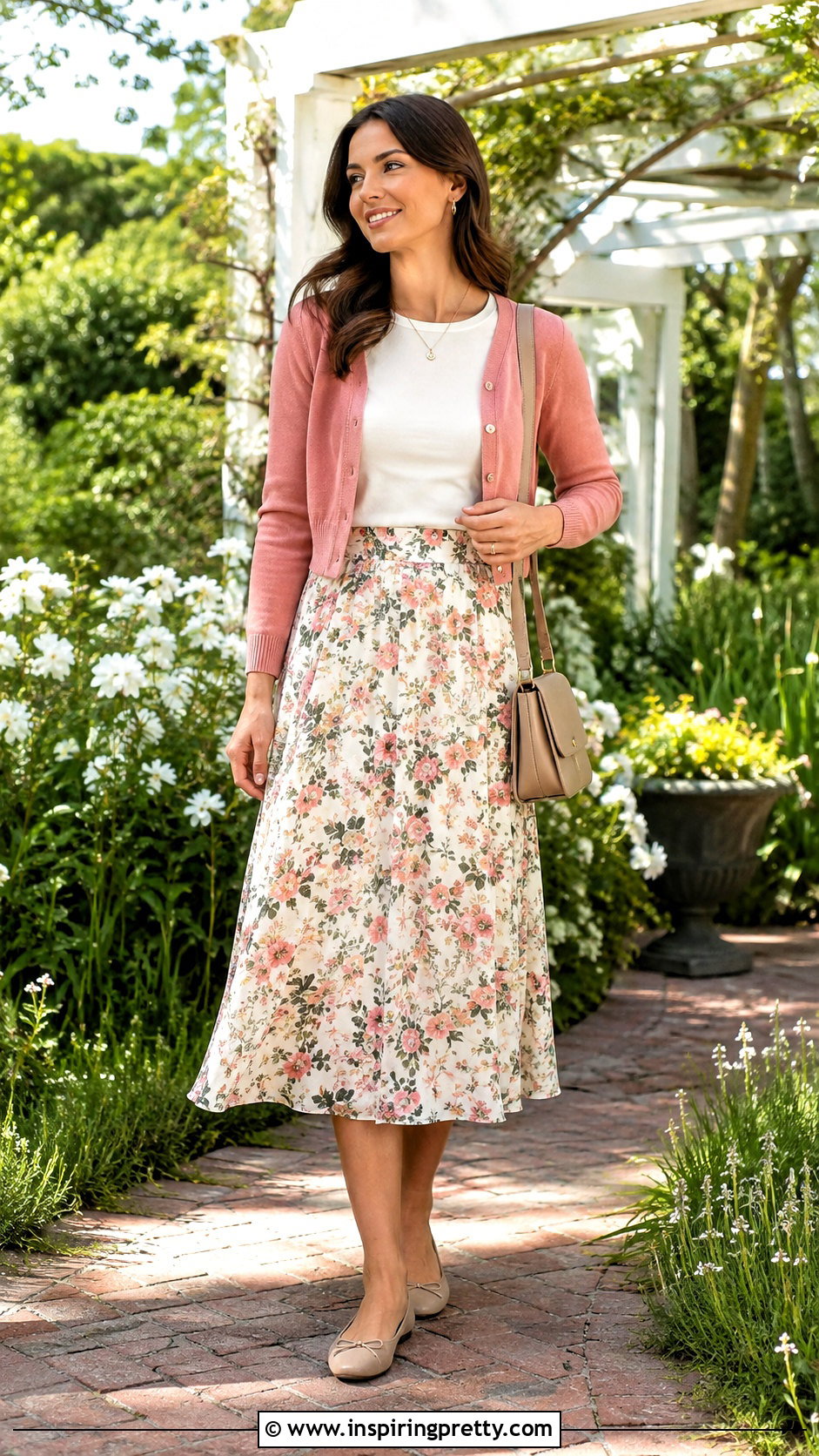 Double Lined Top With Printed Midi Skirt - 50 double lining top outfit ideas