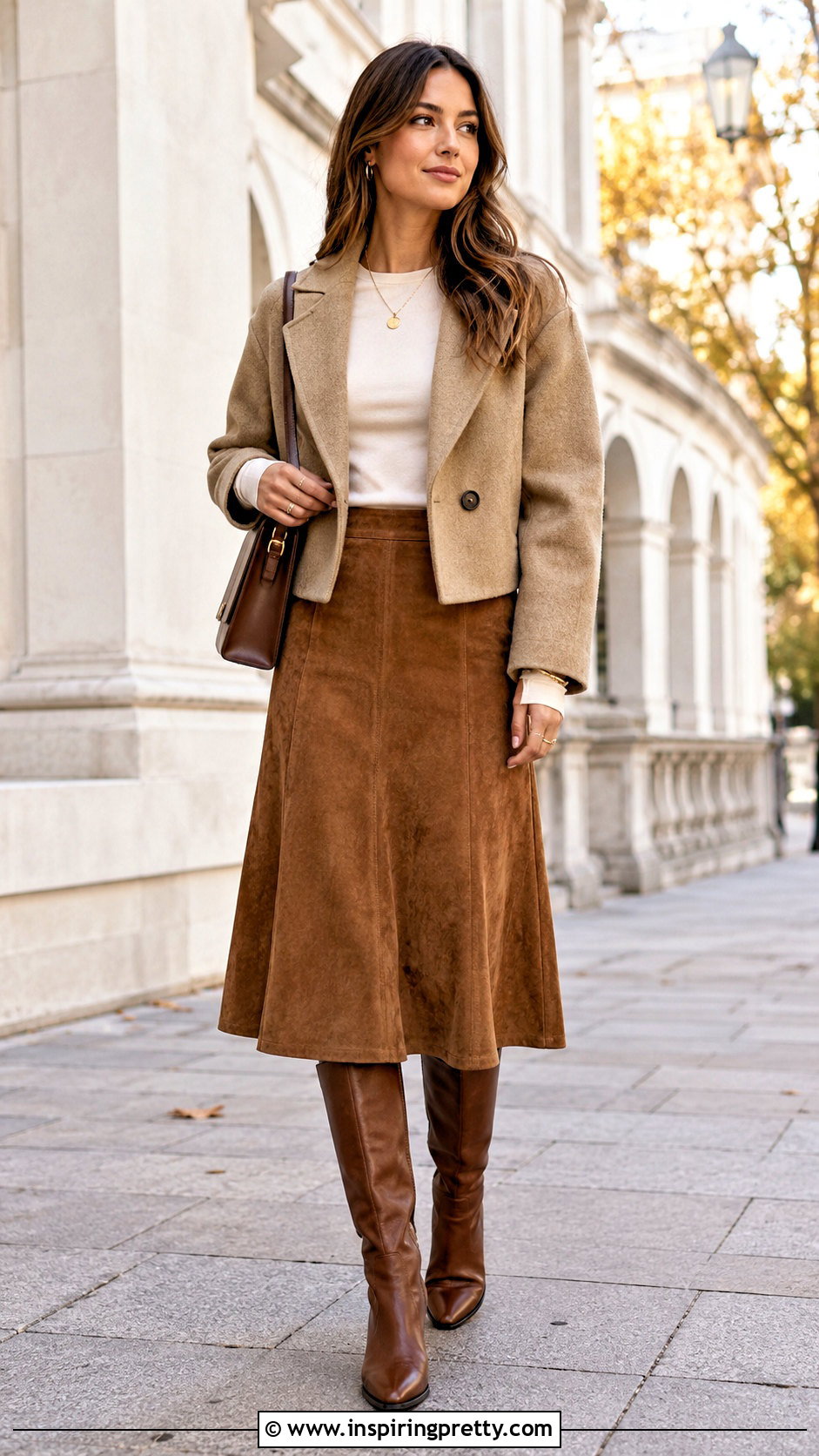 Double Lined Top With Suede Skirt - 50 double lining top outfit ideas