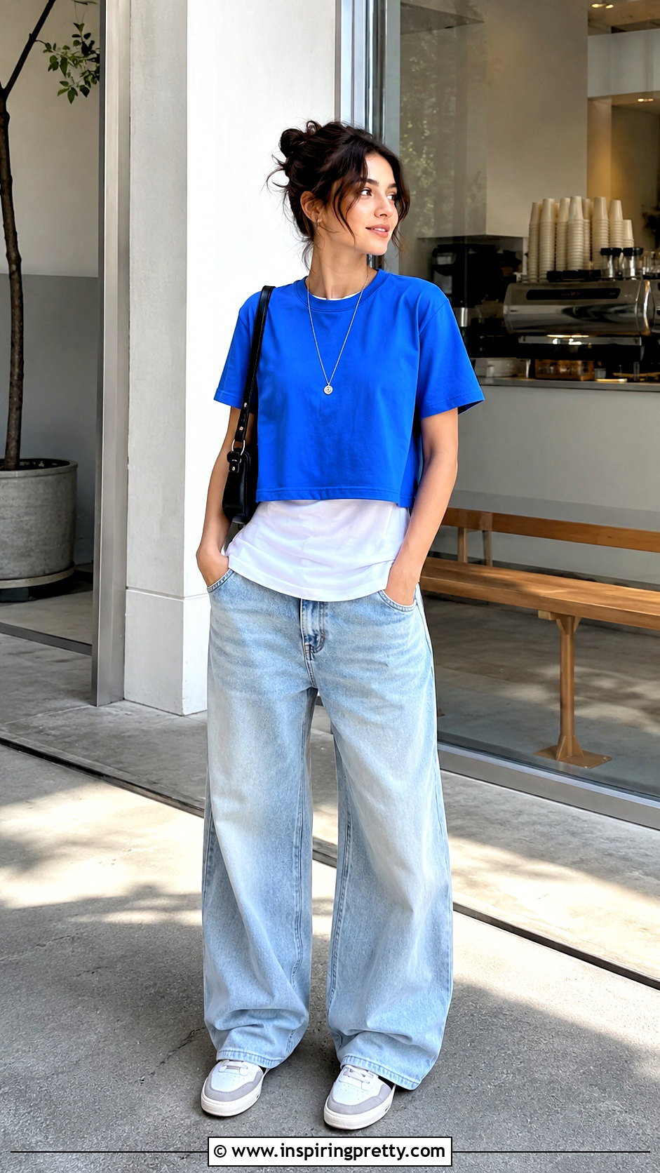 Double T Shirt Layering Tops With Baggy Jeans - 20 Layering Tops For Spring Ideas