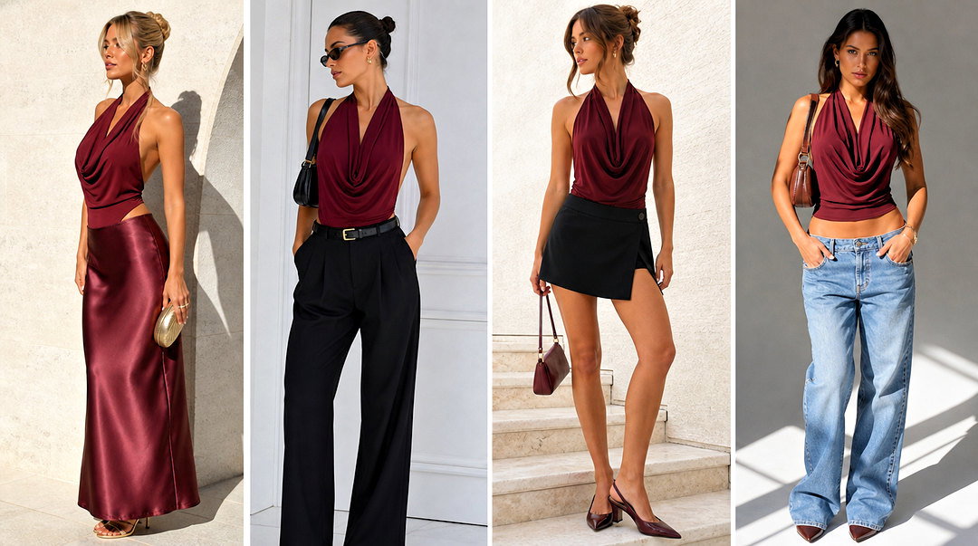 20 Draped Front Backless Halter Top Outfit Ideas to Try