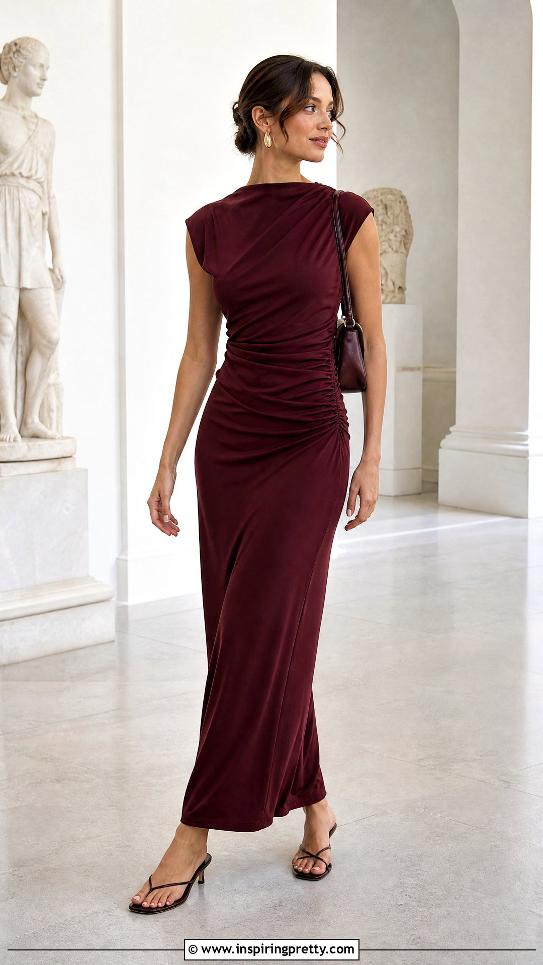 Draped Jersey Top Outfit With Column Skirt - 50 trendy tops outfit ideas