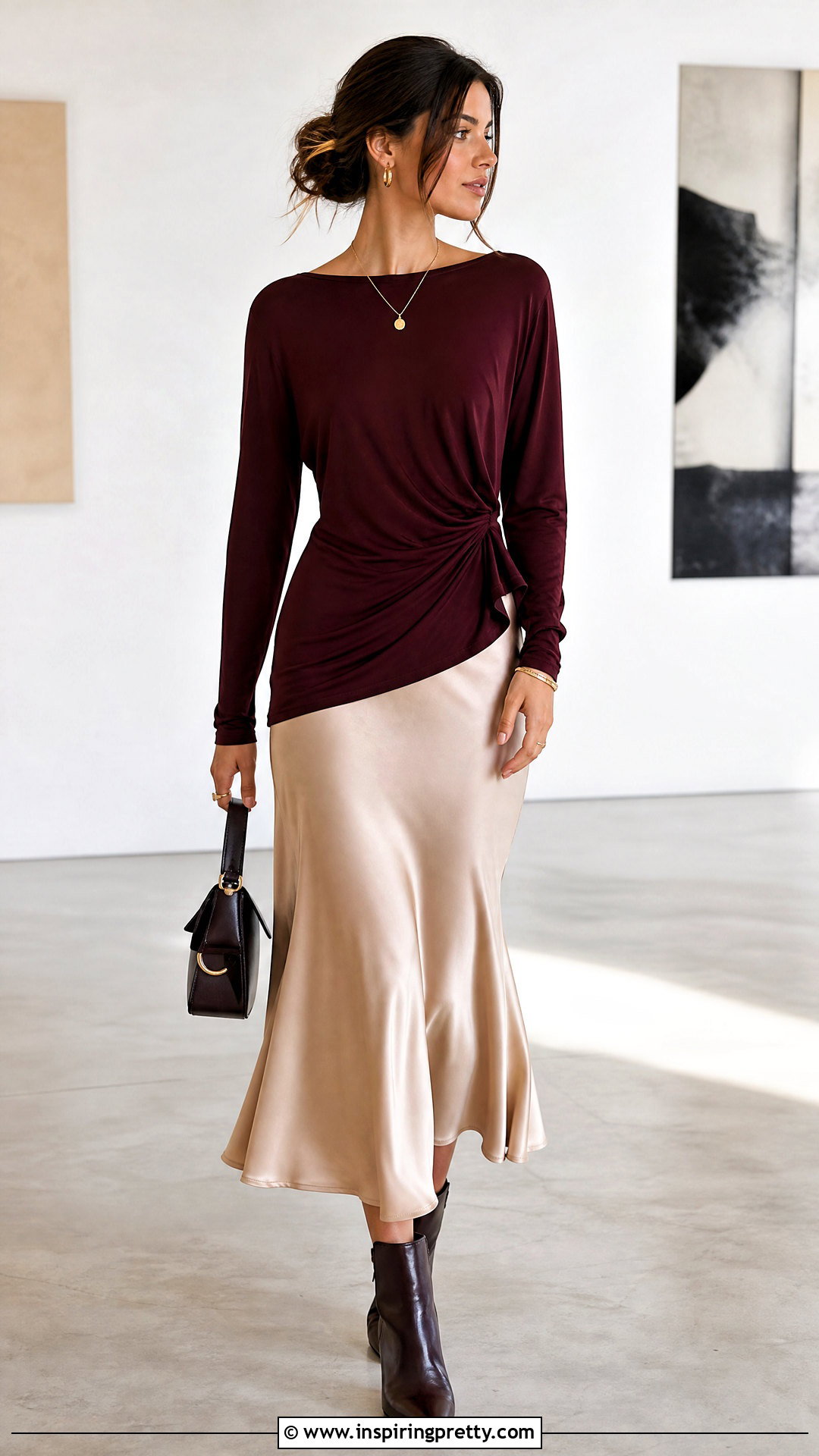 Draped Jersey Top With Bias Cut Skirt - 50 tops for broad shoulders for women