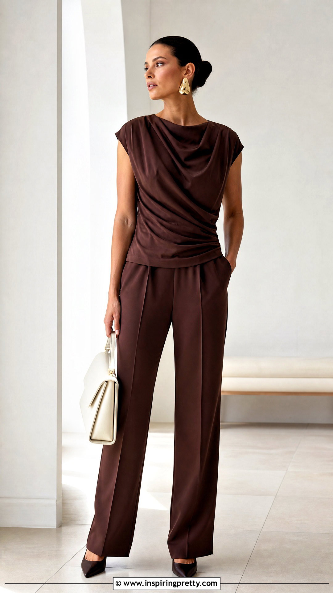 Draped Jersey Top With Column Pants - 50 trending tops for women