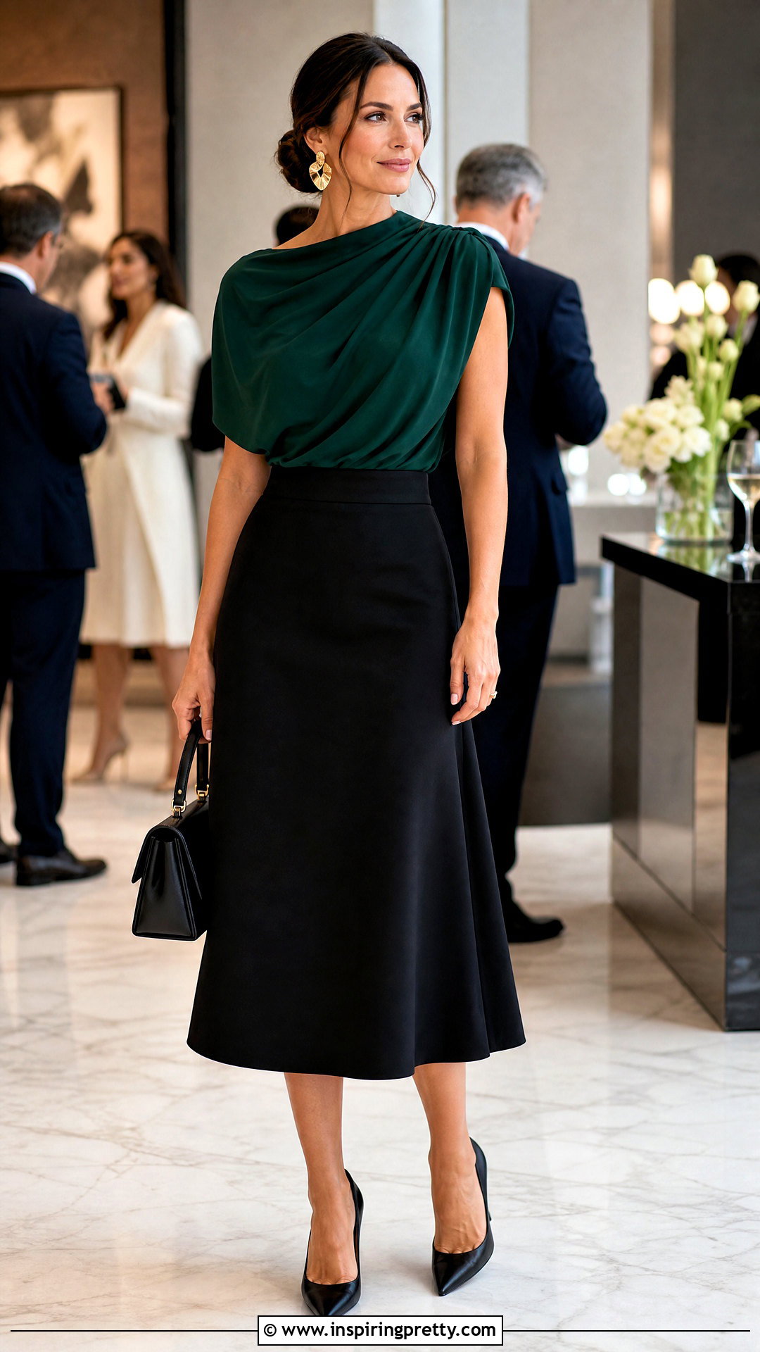Draped Jersey Top With Tailored Skirt - 50 elegant tops for women