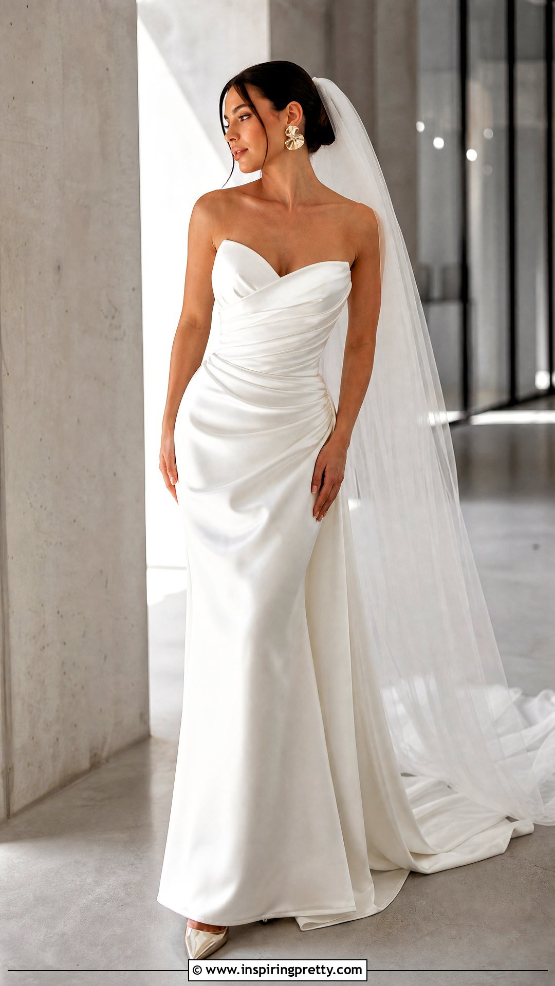 Draped Satin Corset Wedding Dress - 50 corset top wedding dress outfit ideas