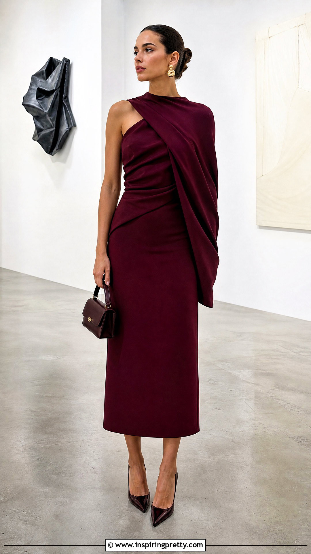 Draped Top With Column Skirt - 50 nice tops outfit ideas