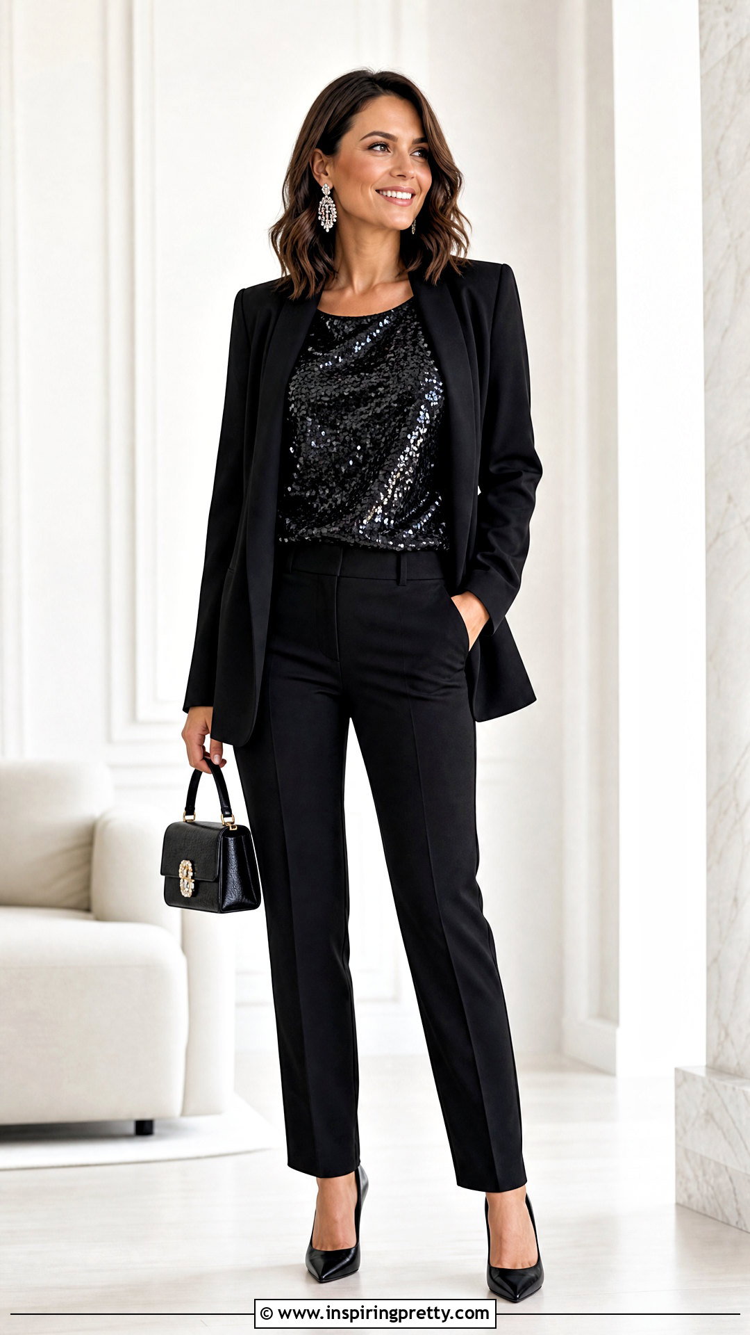 Dress Barn Black Sequin Top With Black Pants - 20 dress barn sequin top outfit ideas