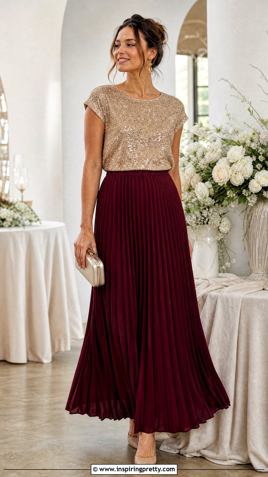 Dress Barn Sequin Top With Pleated Maxi Skirt - 20 dress barn sequin top outfit ideas