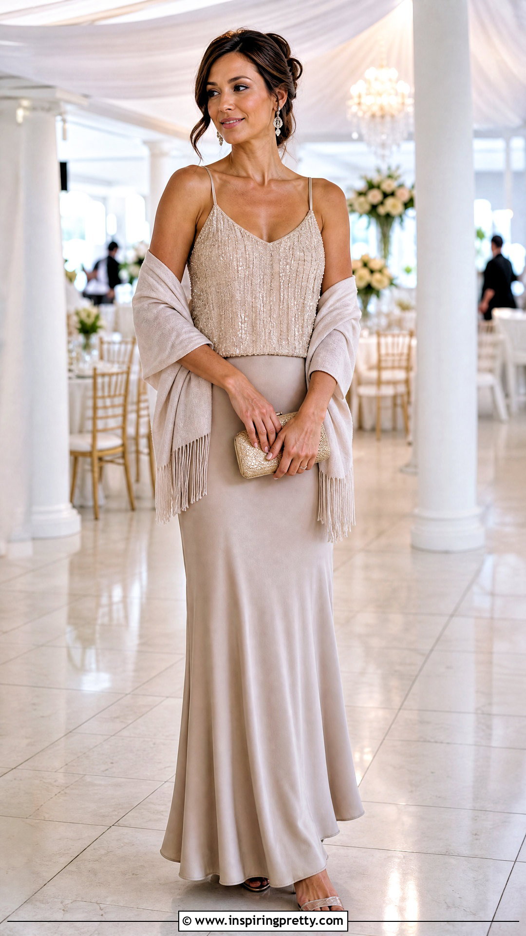 Dressy Spaghetti Top With Maxi Skirt - 50 spaghetti top outfit ideas
