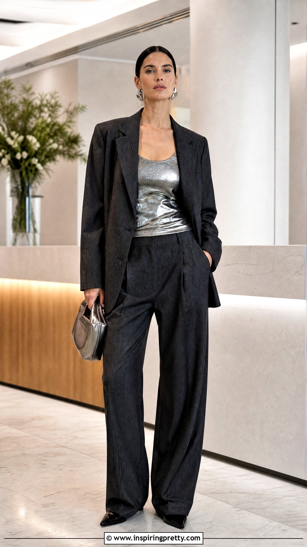 Dries Van Noten Metallic Tank Top With Gray Suiting - 20 dries van noten tank tops