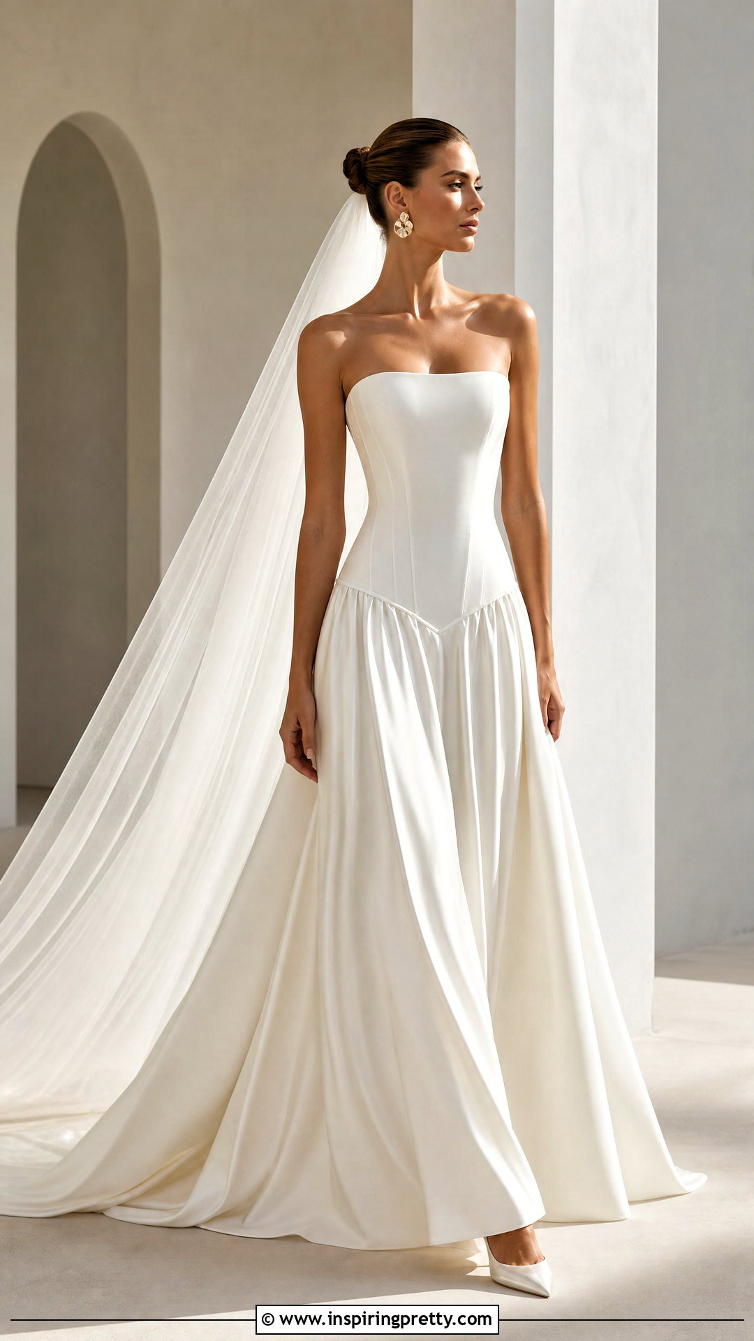 Drop Waist Corset Top Silk Dress - 50 corset top wedding dress outfit ideas