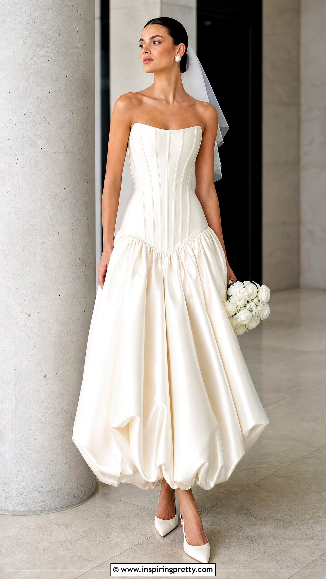 Drop Waist Corset Wedding Dress With Bubble Skirt - 50 wedding dress corset top outfit ideas