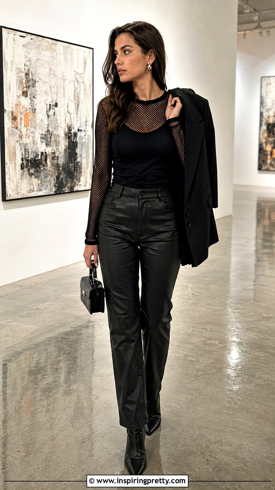 Dsquared Mesh Top With Leather Pants - 20 dsquared tops outfit ideas