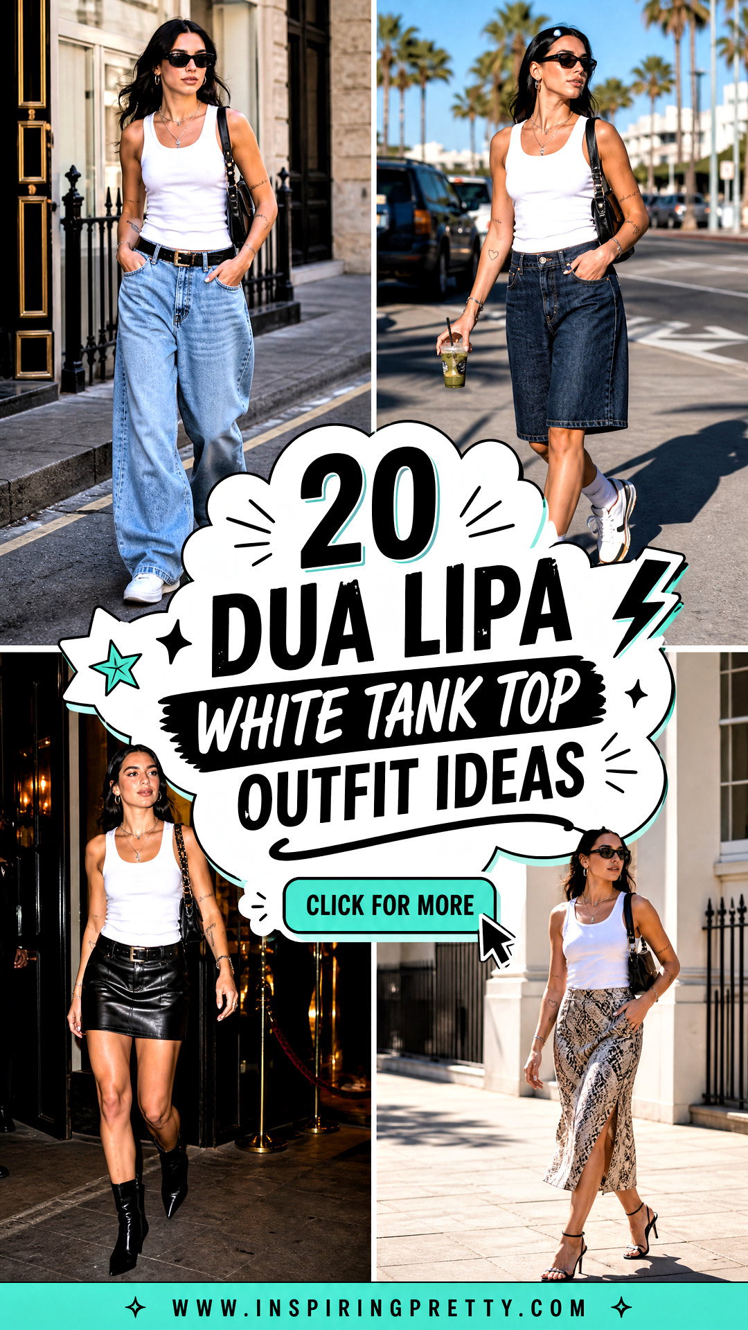 20 Dua Lipa White Tank Top Outfit Ideas for Pop-Star Style - 20 Dua Lipa White Tank Top Outfit Ideas for Pop-Star Style
