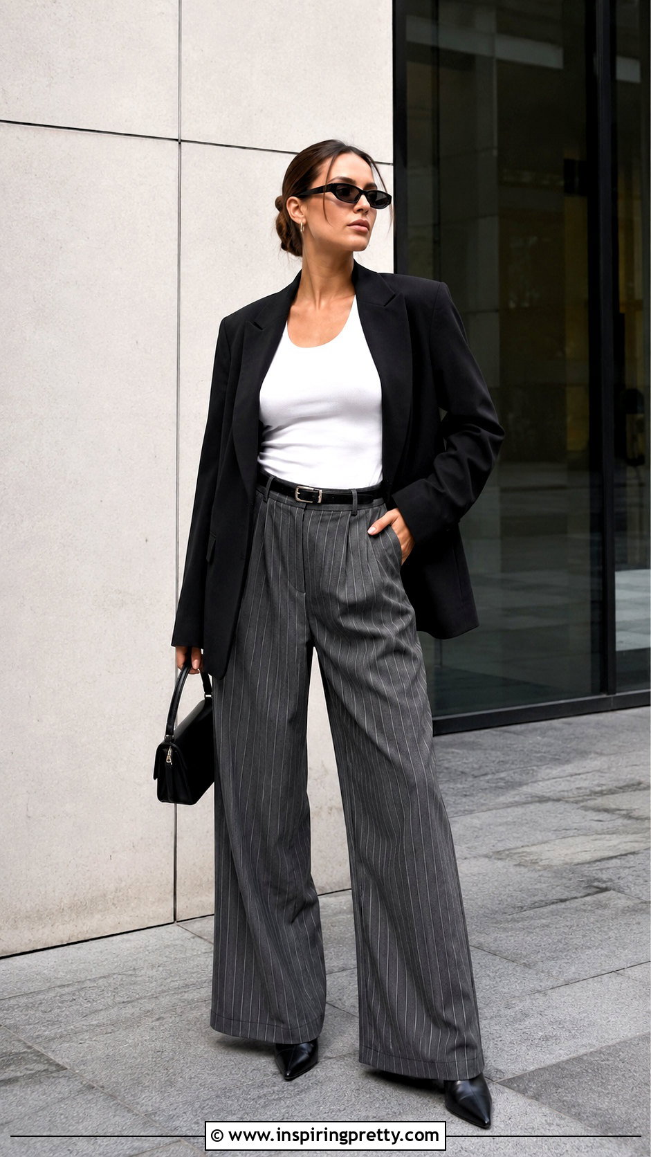 Dua Lipa White Tank Top With Pinstripe Trousers - 20 dua lipa white tank top outfit ideas