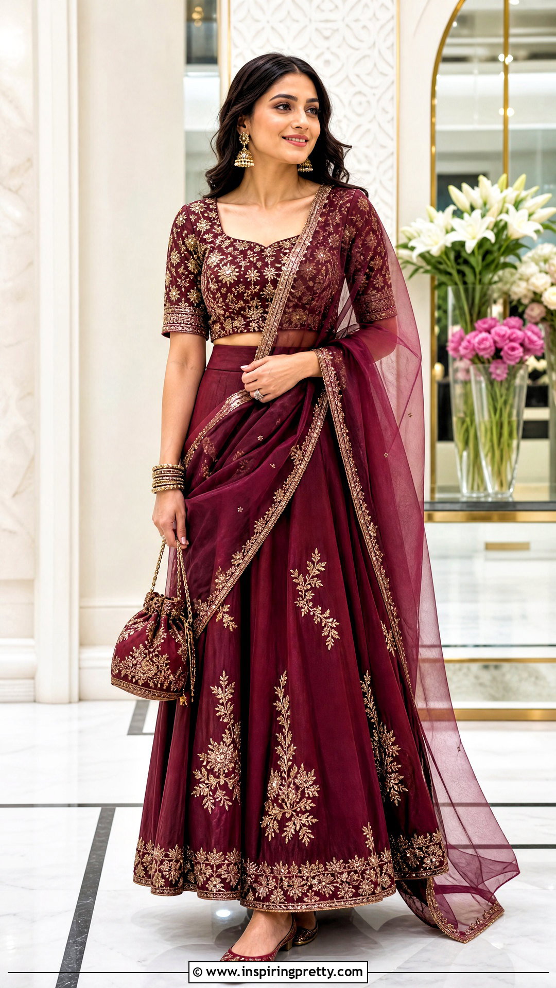 Dupatta Draped Skirt And Top Set - 50 skirt and top traditional outfit ideas