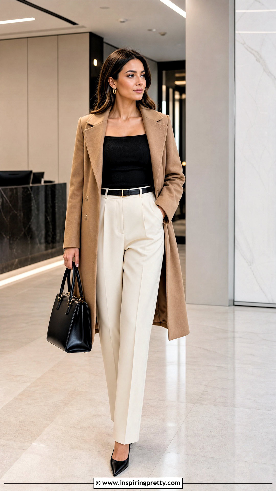 Dynamite Black Top With Cream Trousers - 25 Dynamite Tops outfit ideas