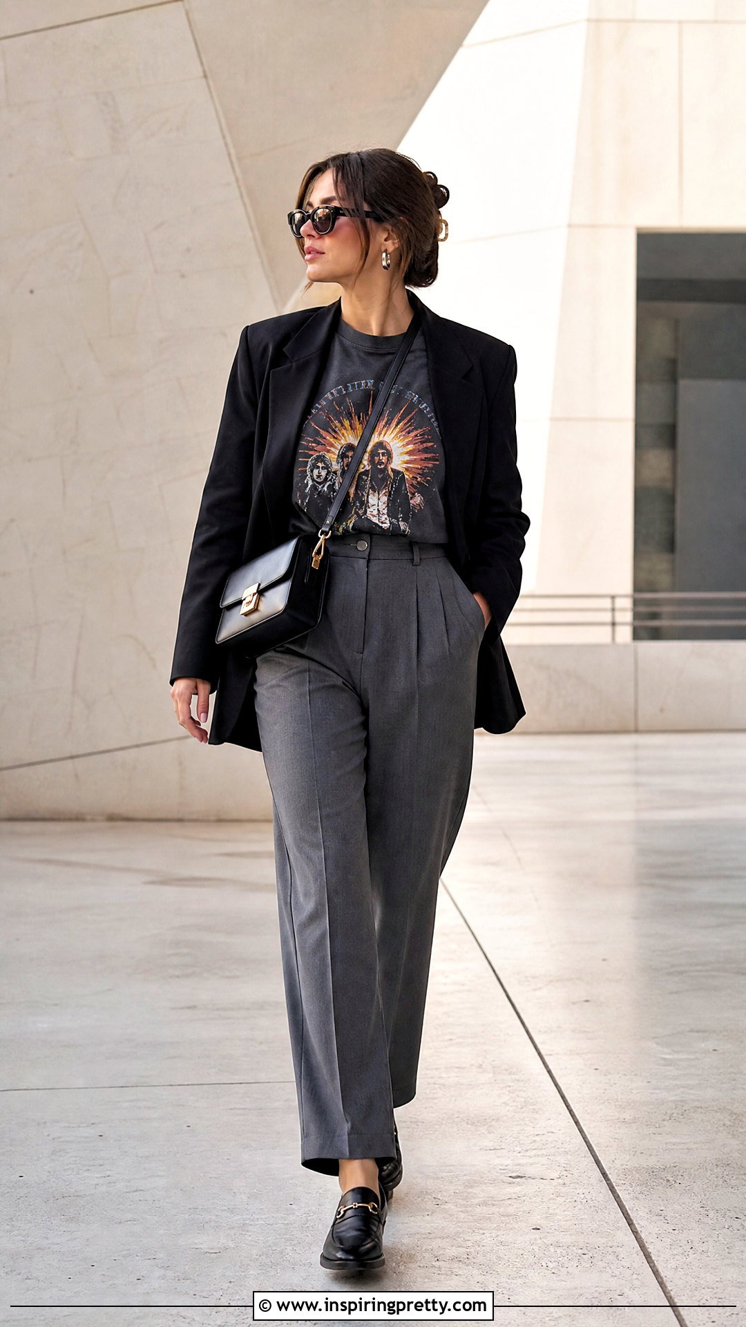 Dynamite Graphic Top With Tailored Pants - 25 Dynamite Tops outfit ideas